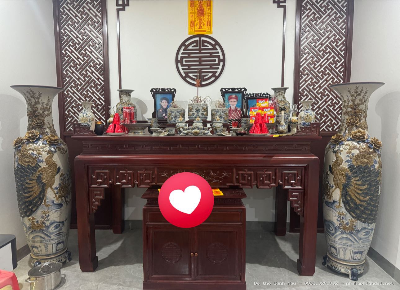 Phòng thờ gỗ hương đá cao cấp Nhật Quang - Kho bàn thờ hiện đại